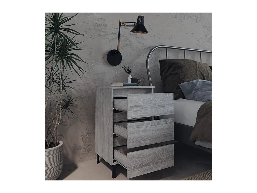 Table de chevet avec pieds en métal Sonoma gris 40x35x69 cm