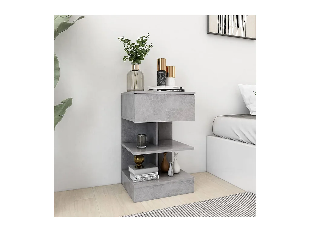 Table de chevet Gris béton 40x35x65 cm Bois d’ingénierie