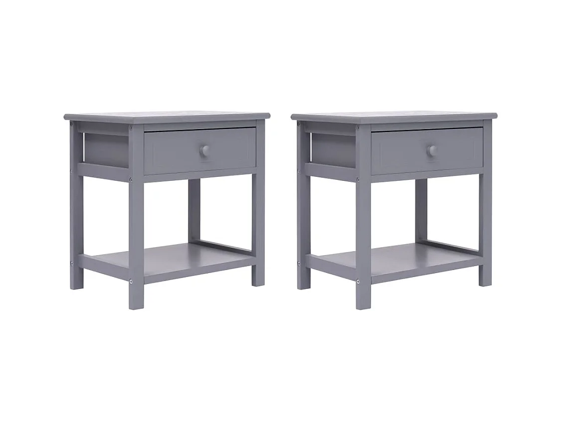 Tables de chevet 2 pcs Gris 40x29x42 cm Bois de Paulownia