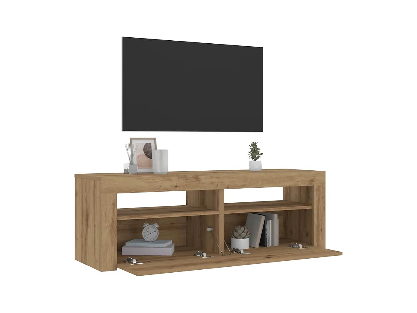 Tables de chevet 2 pcs avec LED chêne artisanal 60x35x40 cm