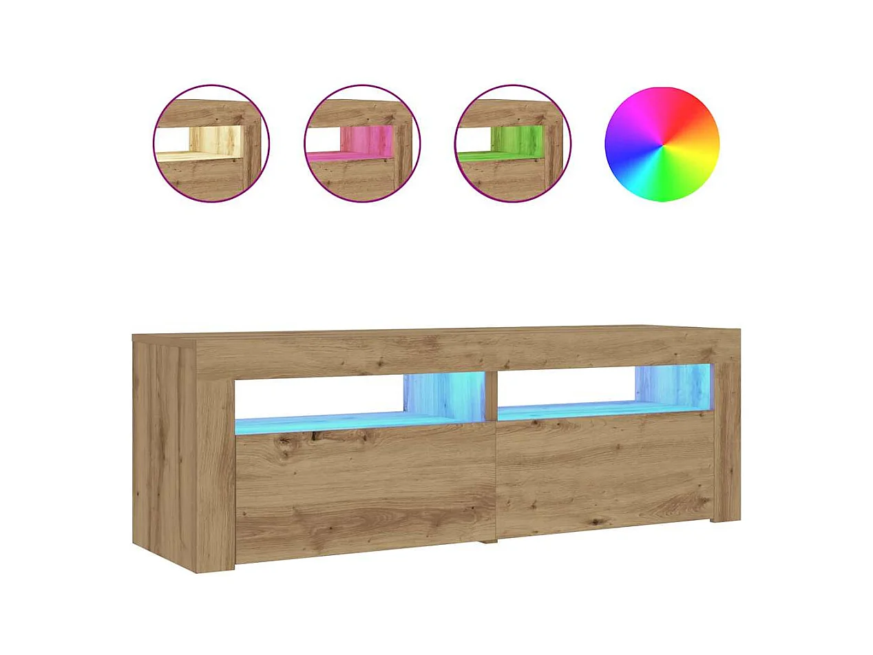 Tables de chevet 2 pcs avec LED chêne artisanal 60x35x40 cm
