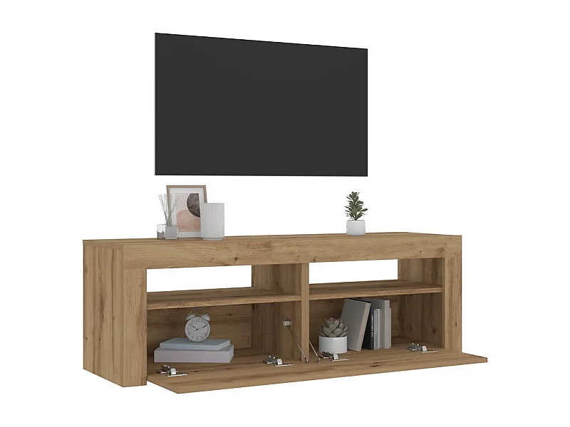 Comodini 2 pz con LED in rovere lavorato a mano 60x35x40 cm