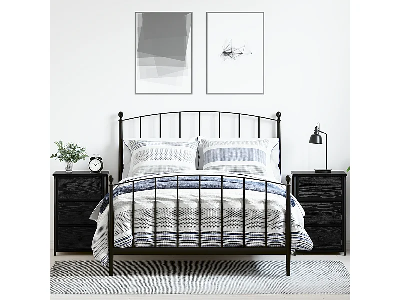 Set comodino in rovere nero in legno ingegnerizzato di rovere nero