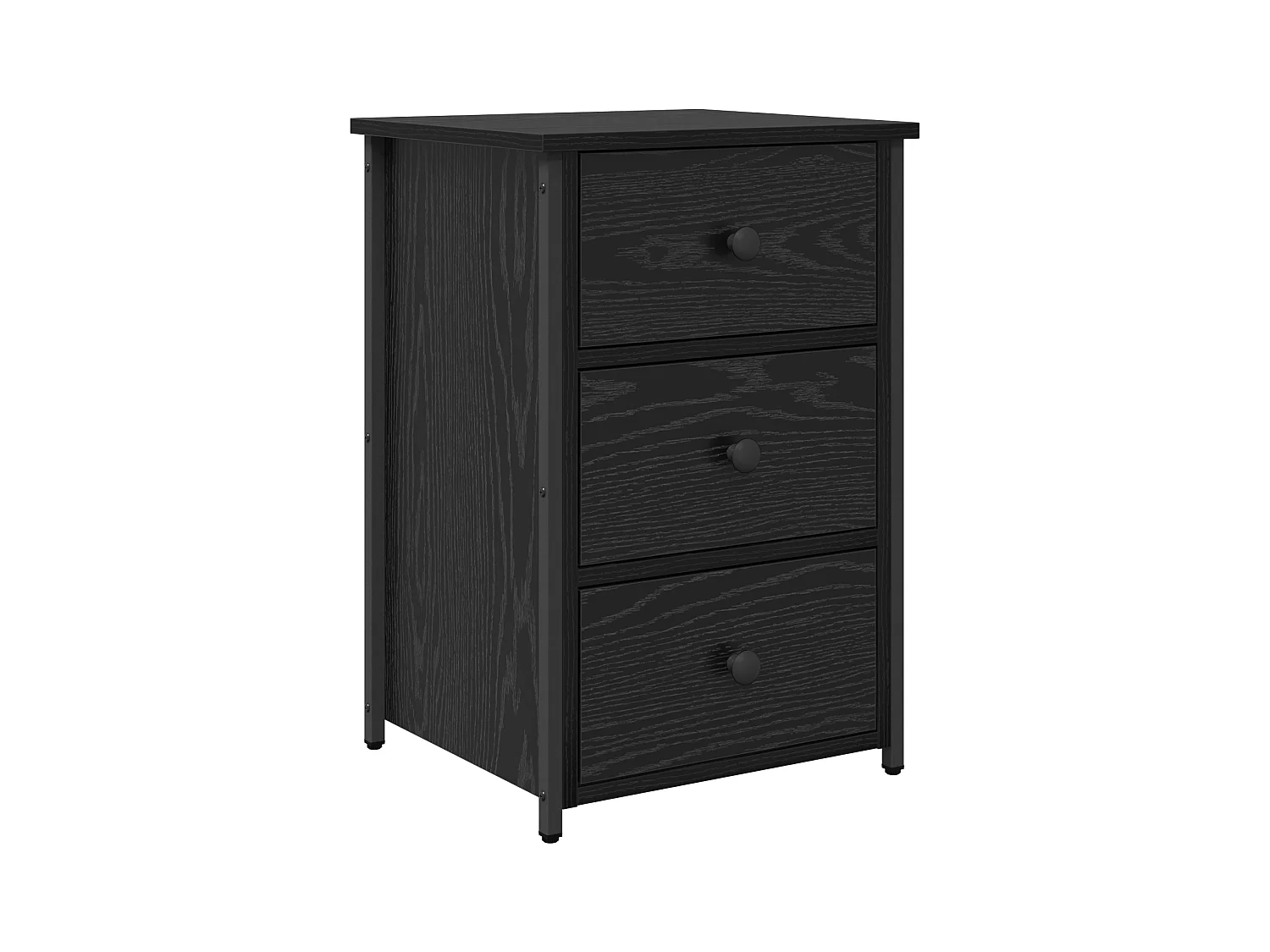 Nachtkastjeset van zwart eikenhout, zwart eikenhout