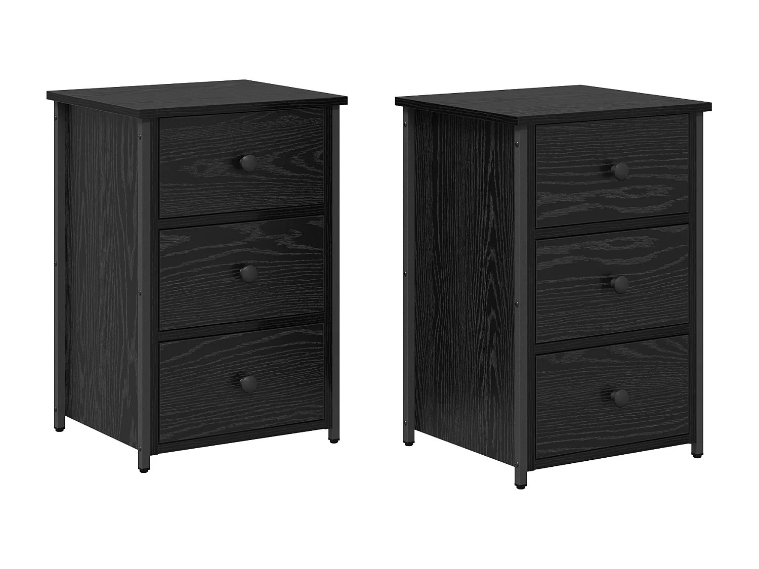 Ensemble de tables de nuit en chêne noir Chêne noir Bois d'ingénierie