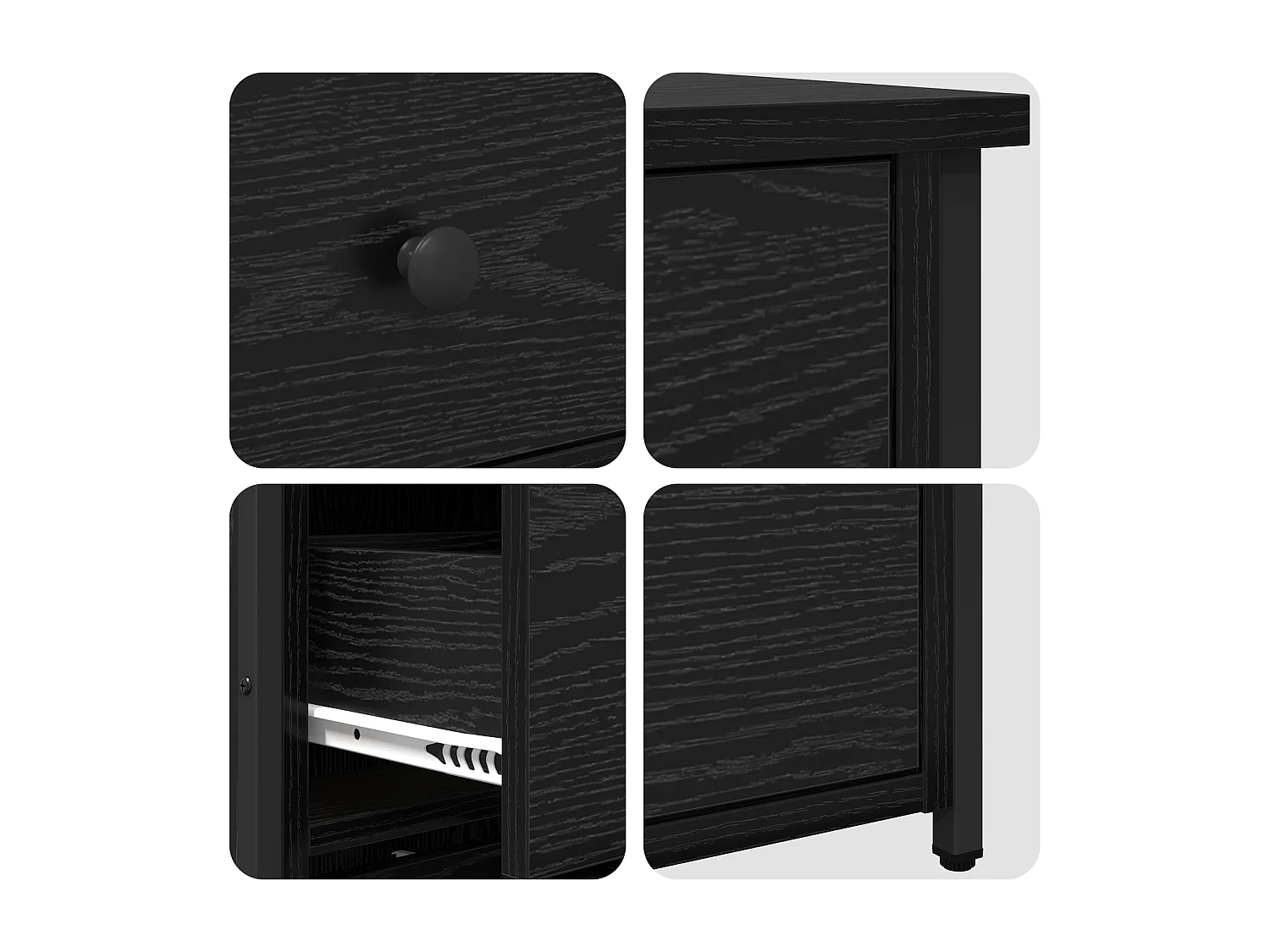 Ensemble de tables de nuit en chêne noir Chêne noir Bois d'ingénierie