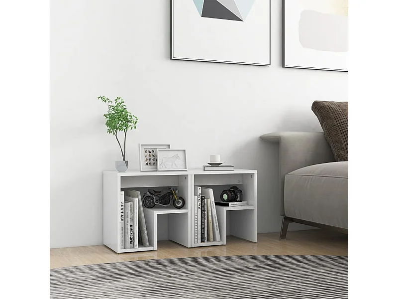 Tables de chevet 2 pcs blanc 40x30x40 cm bois d'ingénierie