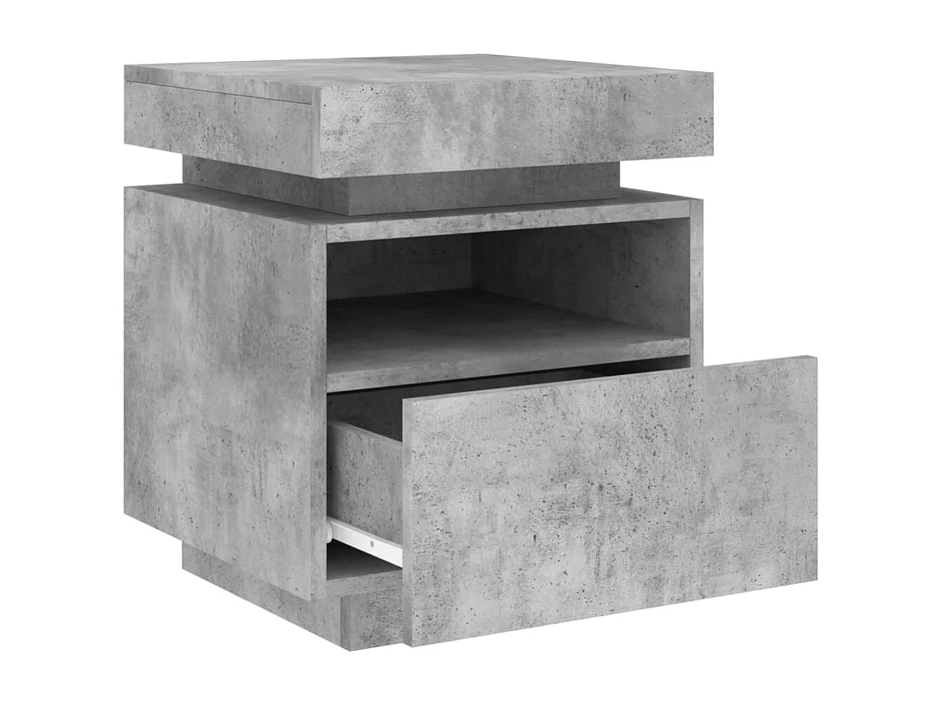 Armoires de chevet avec lumières LED 2 pcs gris béton