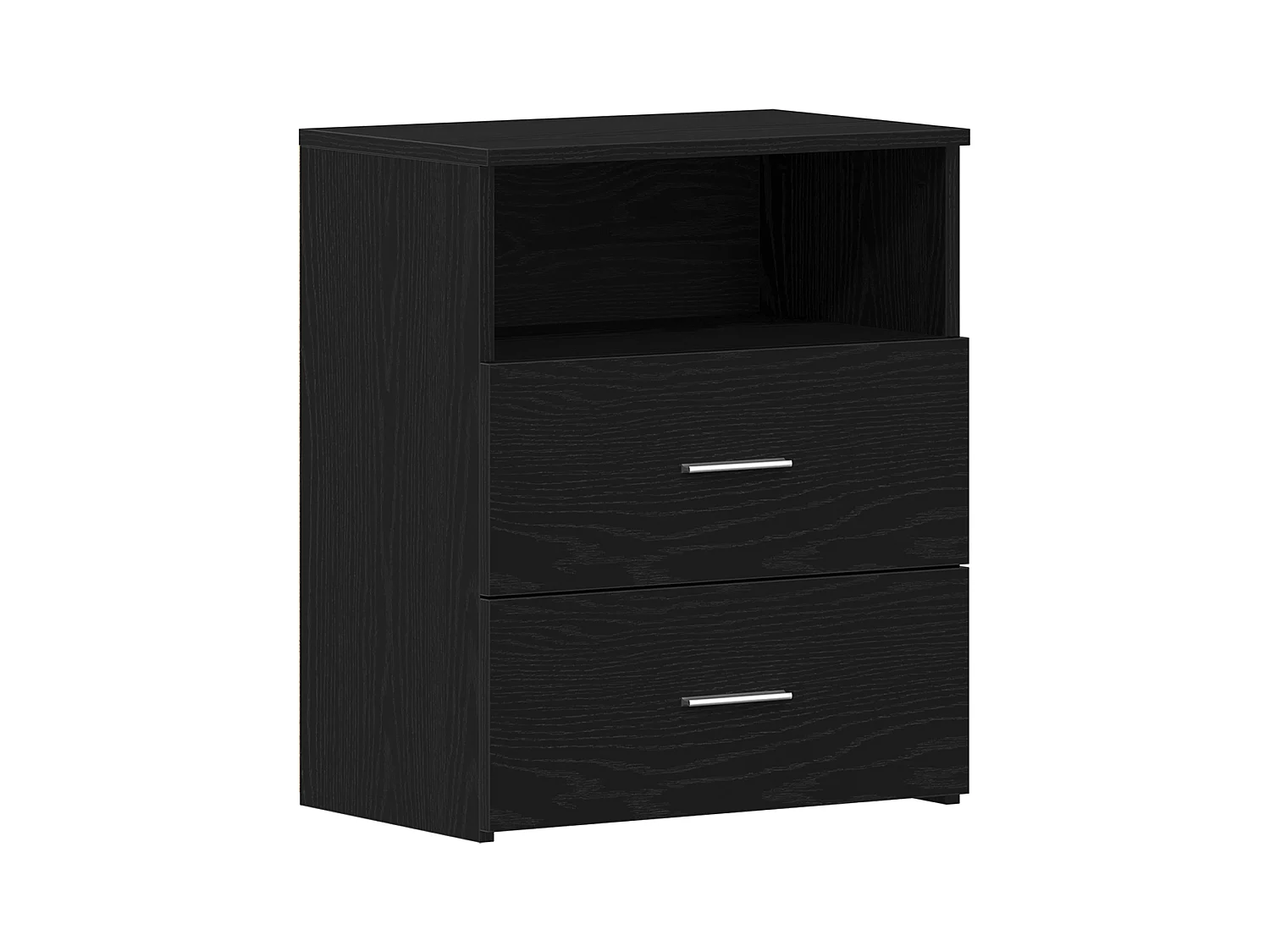 table de nuit noir chêne 50x32x60cm en bois d'ingénierie