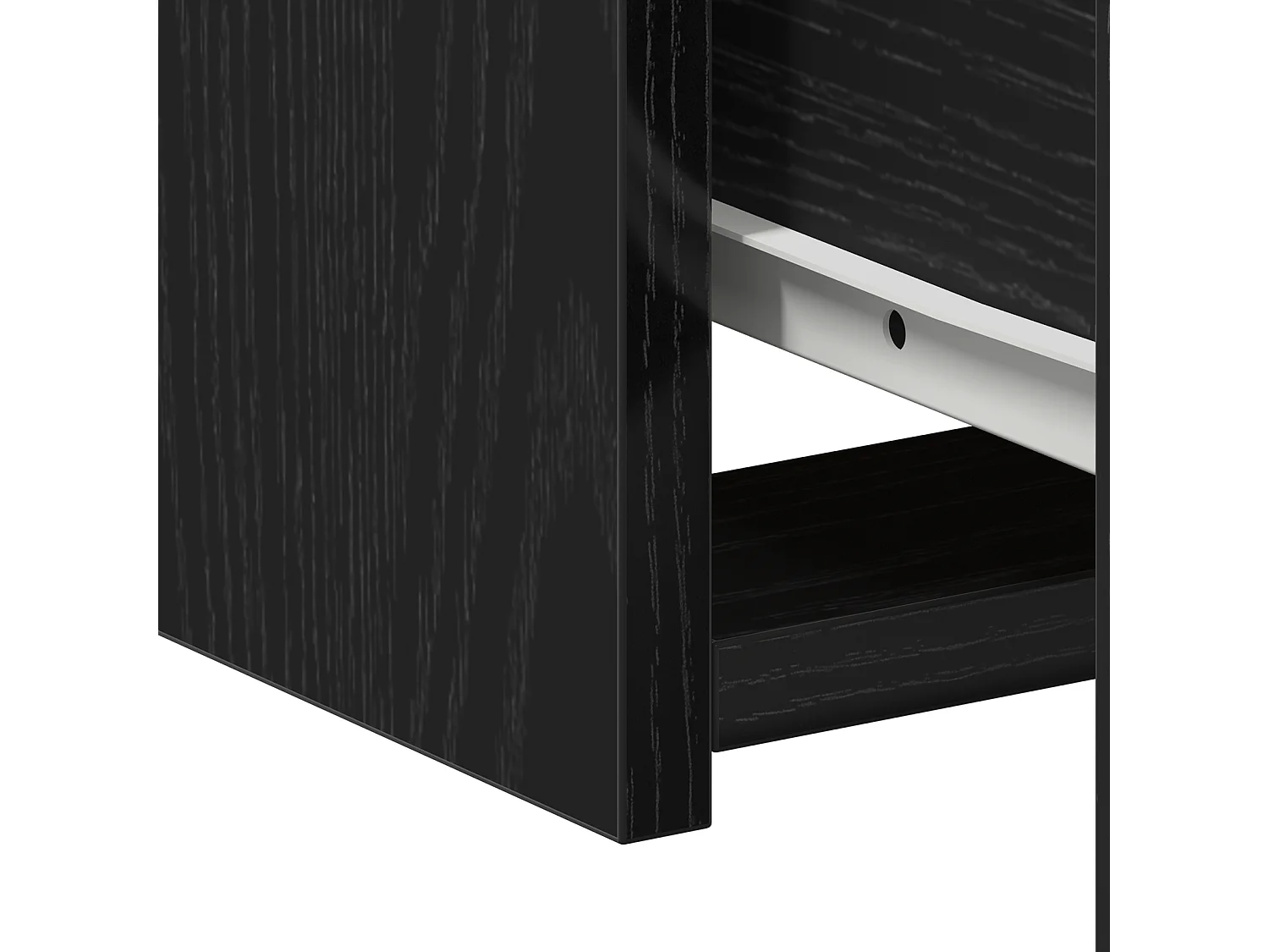 table de nuit noir chêne 50x32x60cm en bois d'ingénierie