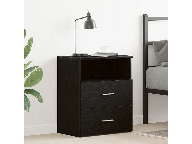 nachtkastje van zwart eikenhout 50x32x60cm in bewerkt hout