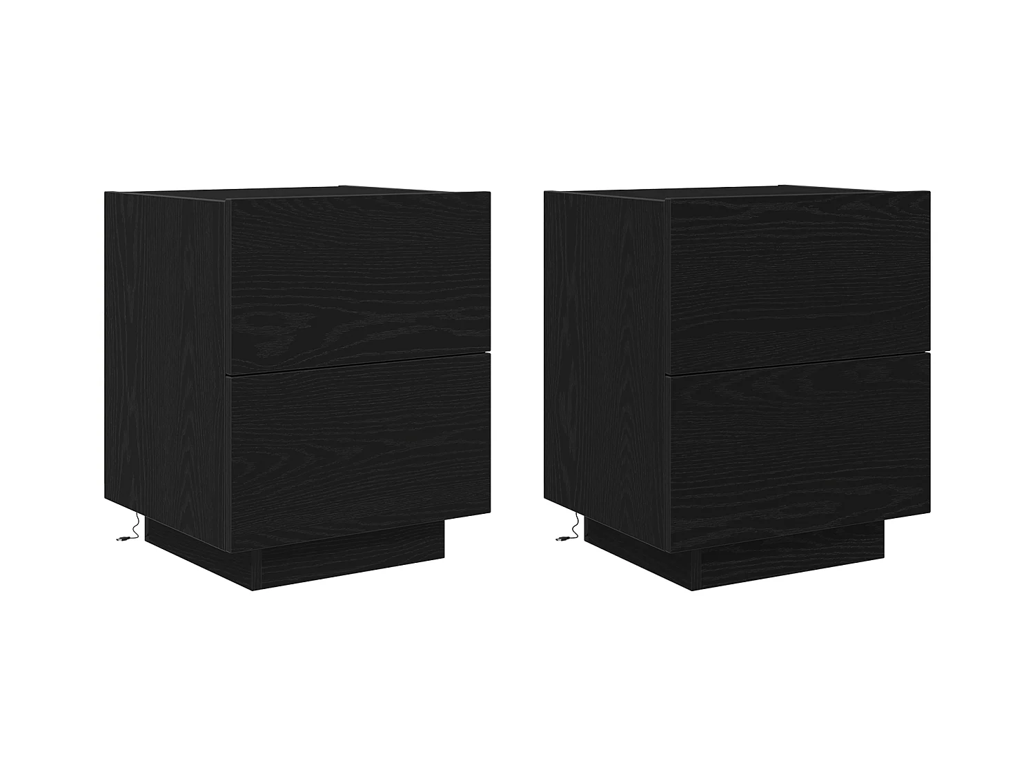 Comodini con luci LED 2 pz Rovere nero 45x40x55 cm