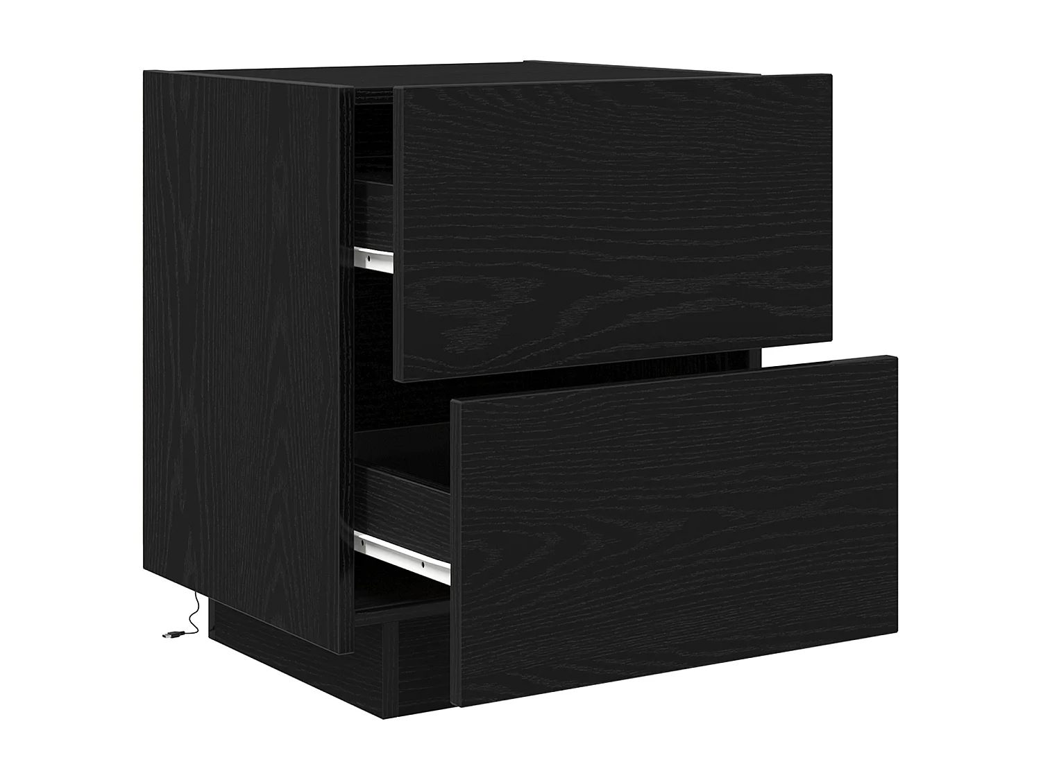 Comodini con luci LED 2 pz Rovere nero 45x40x55 cm