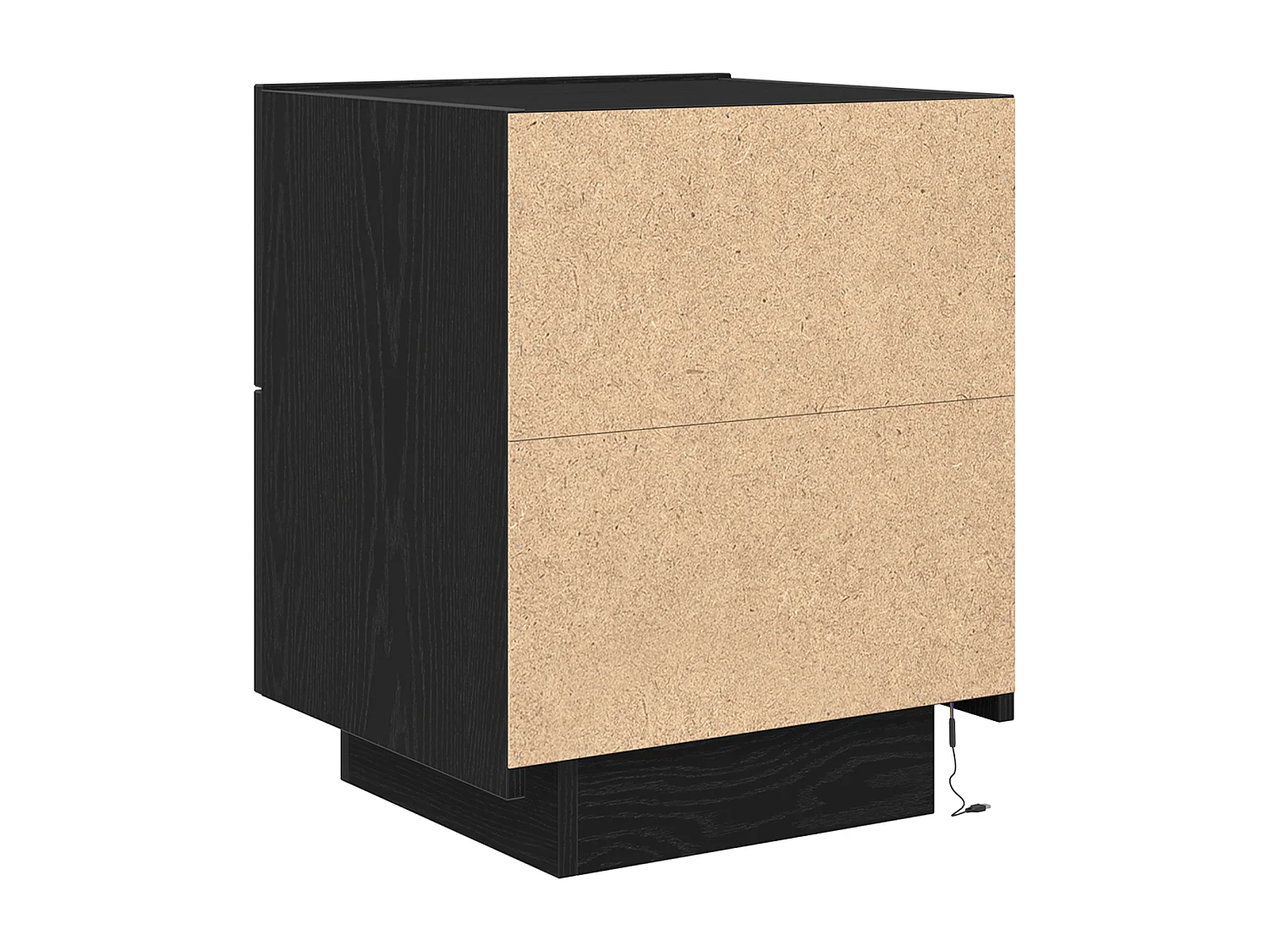 Comodini con luci LED 2 pz Rovere nero 45x40x55 cm