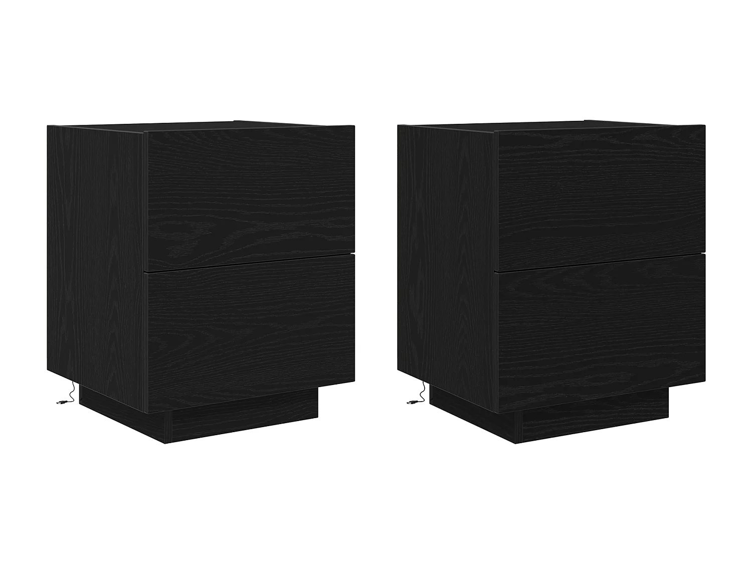 Tables de chevet avec lumières LED 2 pcs Chêne noir 45x40x55 cm
