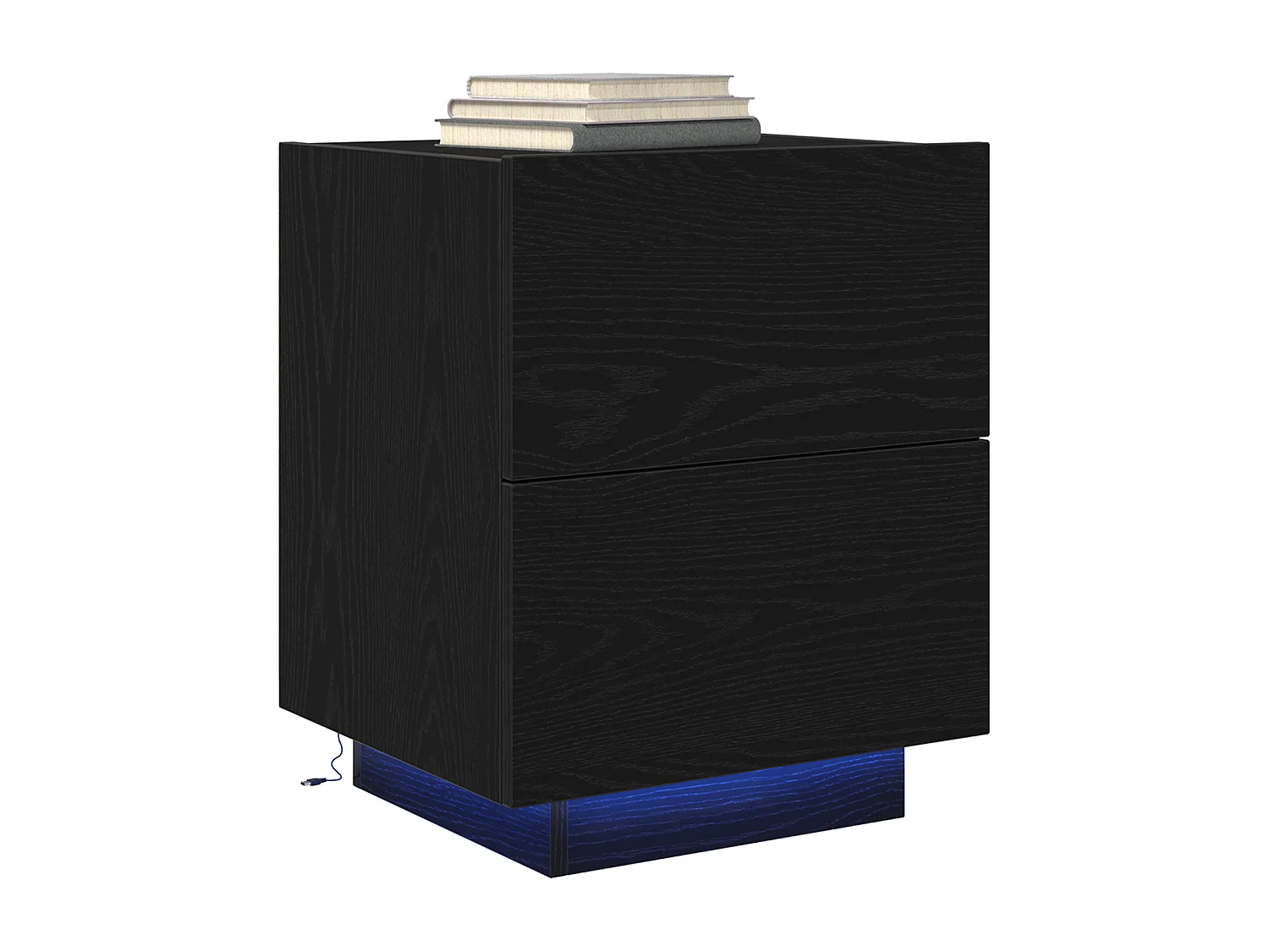 Mesitas de noche con luces LED 2 uds Roble negro 45x40x55 cm