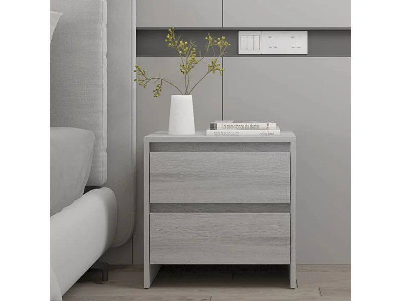 Comodino Sonoma Grey 45x34,5x44,5 cm in legno ingegnerizzato