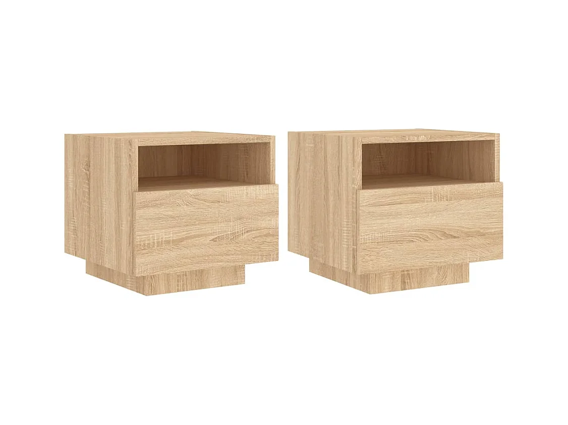 Nachtkastjes met LED-verlichting 2 stuks Sonoma eiken
