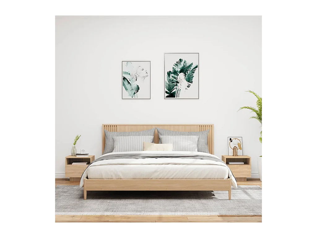 Nachtkastjes met LED-verlichting 2 stuks Sonoma eiken