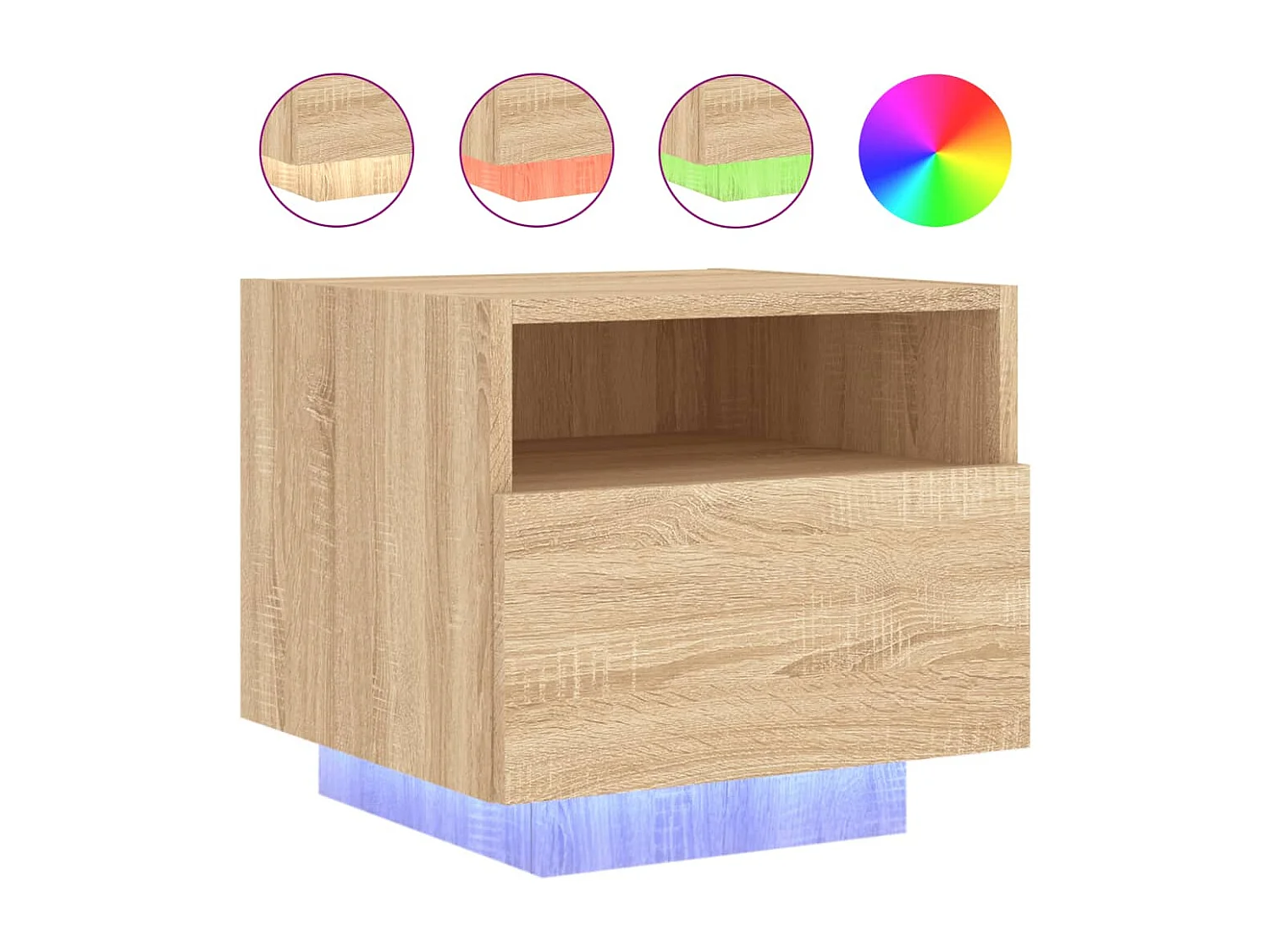 Comodini con luci a LED 2 pezzi in rovere Sonoma