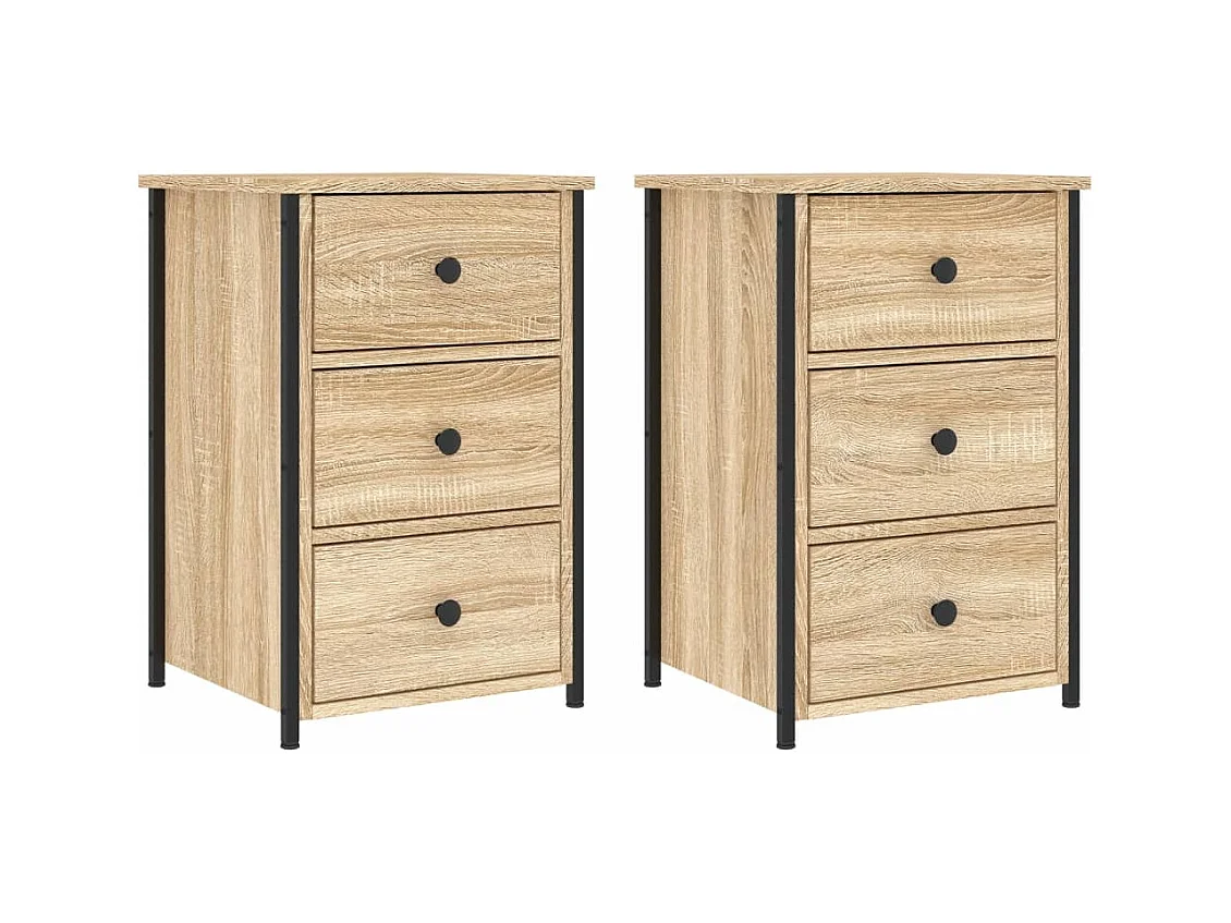 Nachtkastjes 2 stuks Sonoma eiken 40x36x60 cm bewerkt hout