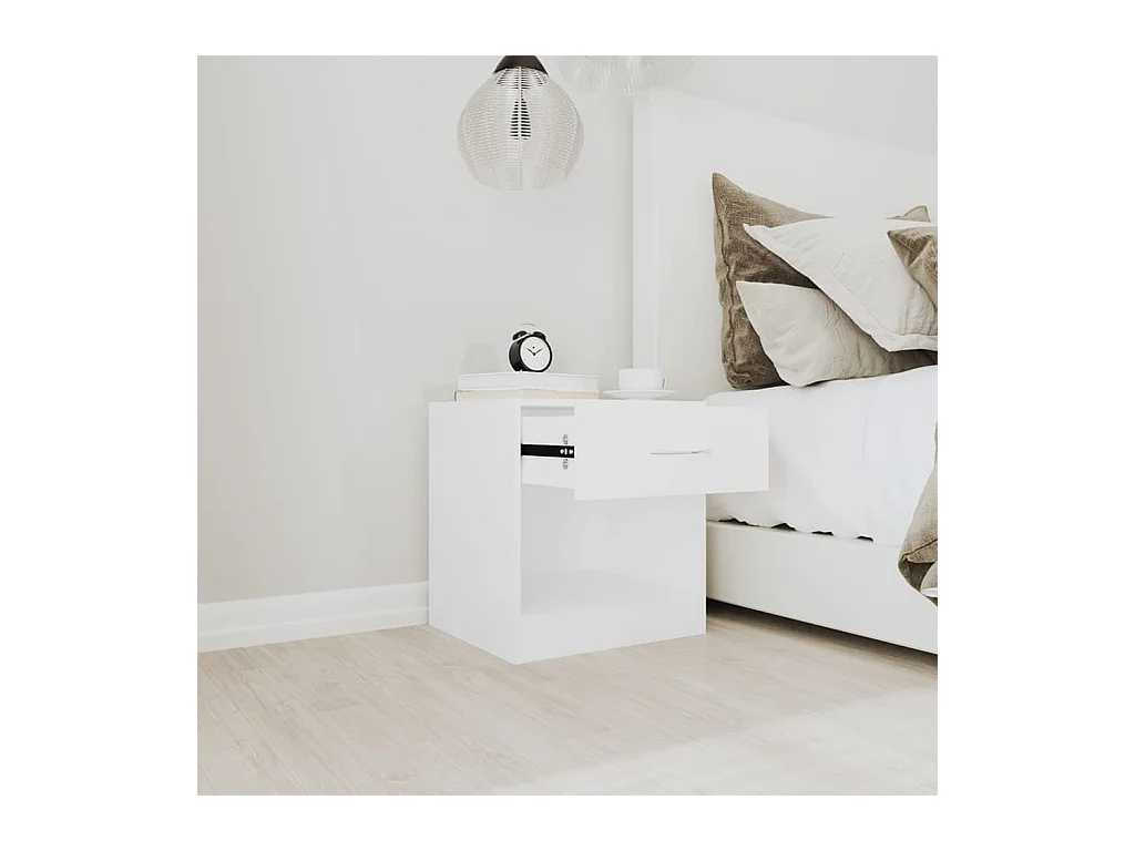 Comodino 2 pezzi con cassetto Bianco