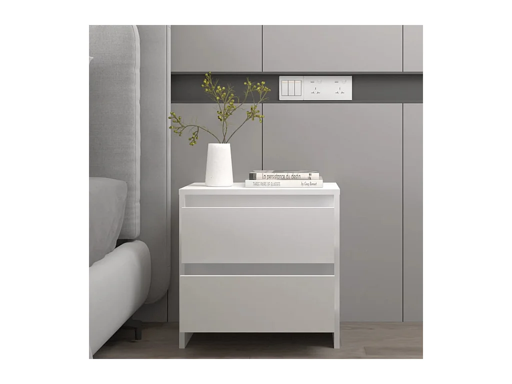 Comodino bianco 45x34,5x44,5 cm in legno ingegnerizzato