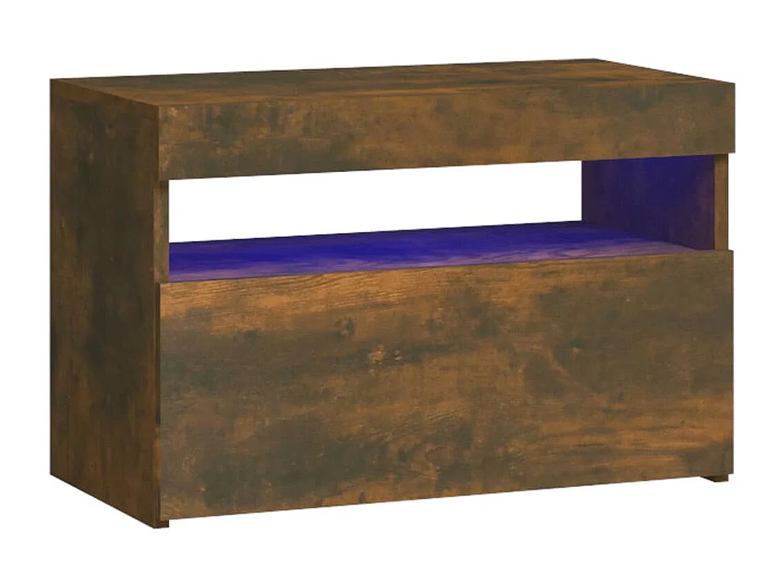 Mesita de noche con luces LED Roble ahumado 60x35x40 cm