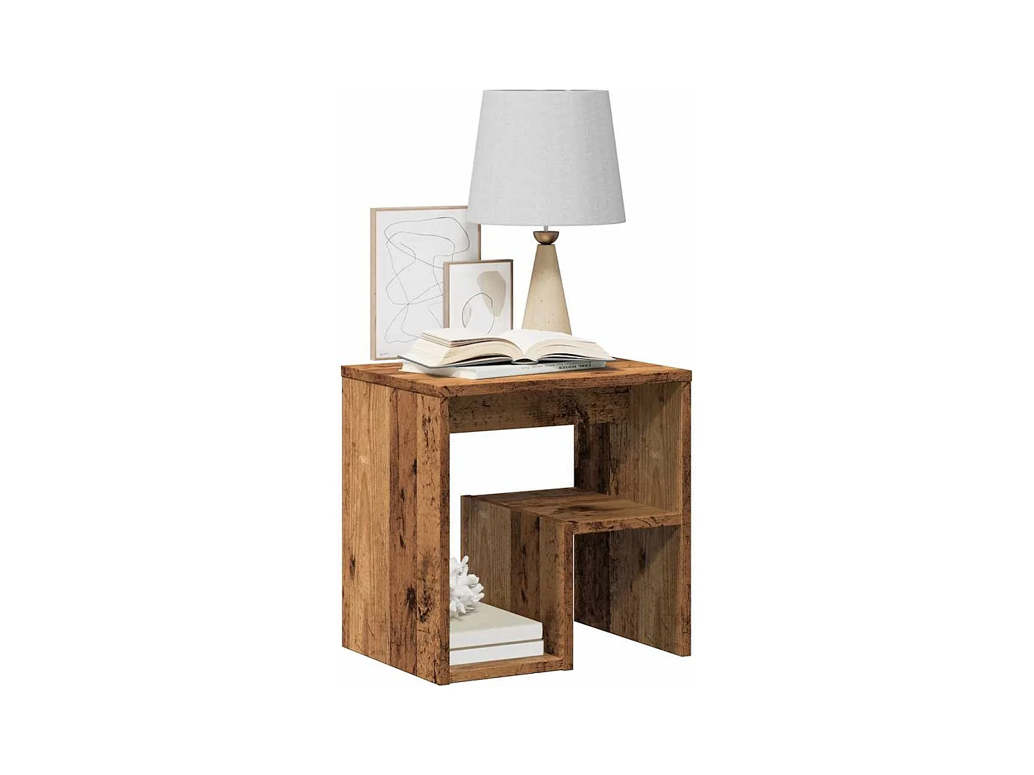 Table de chevet vieux bois 40x30x40 cm bois d'ingénierie