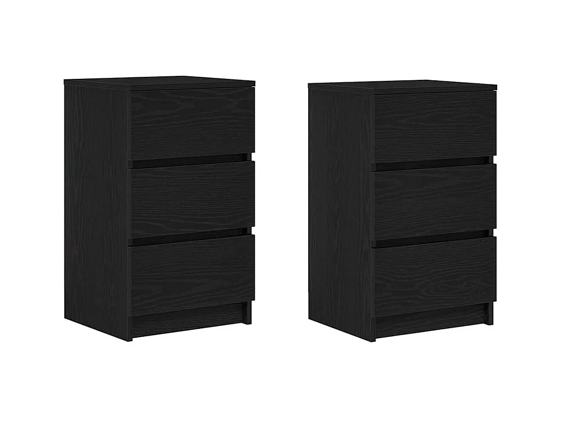 Comodini con 3 cassetti 2 pz neri 39x35x65 cm