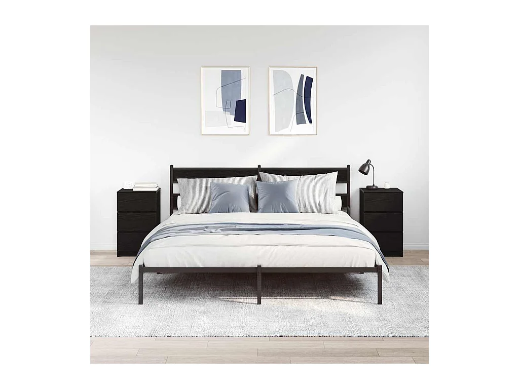 Comodini con 3 cassetti 2 pz neri 39x35x65 cm