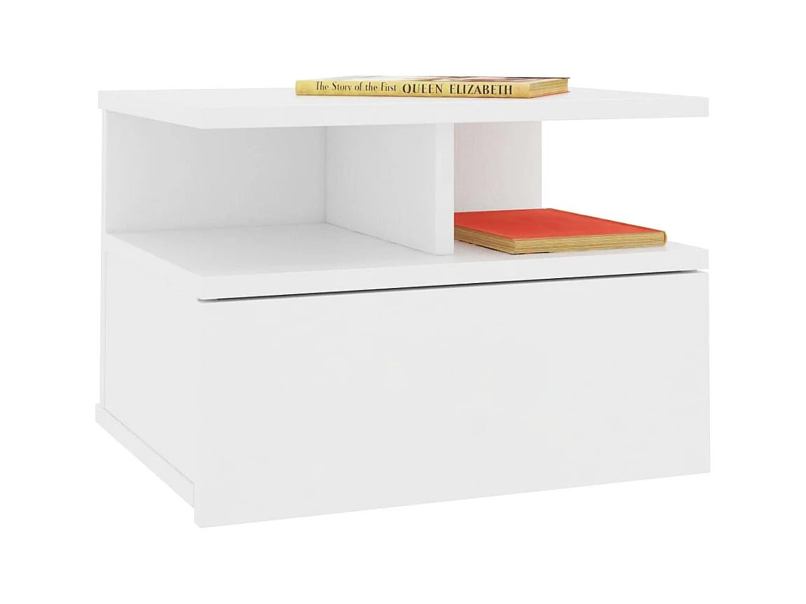 Mesita de noche flotante blanca 40x31x27 cm Madera de ingeniería