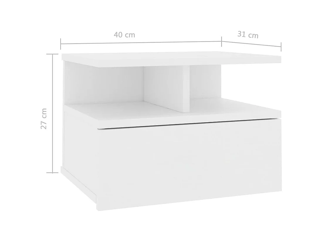 Mesita de noche flotante blanca 40x31x27 cm Madera de ingeniería