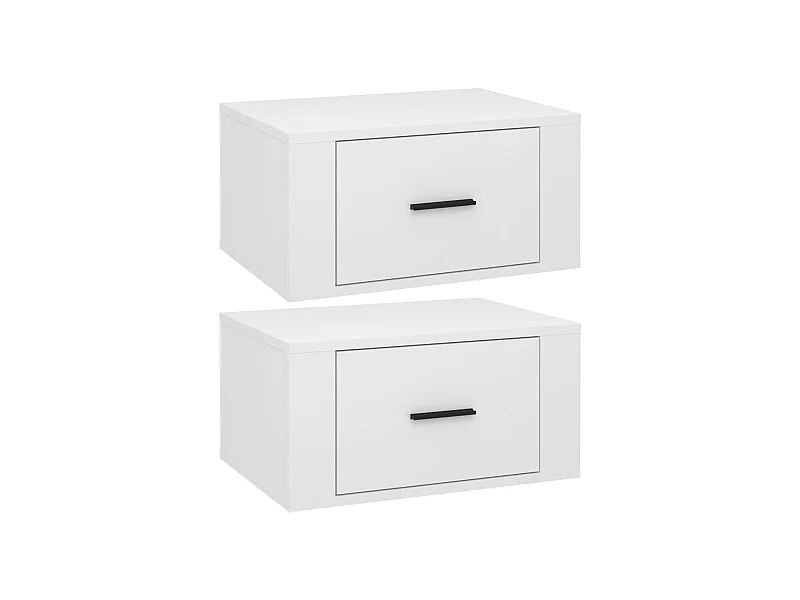 Nachtkastjes voor aan de muur, 2 stuks, glanzend wit, 50x36x25 cm