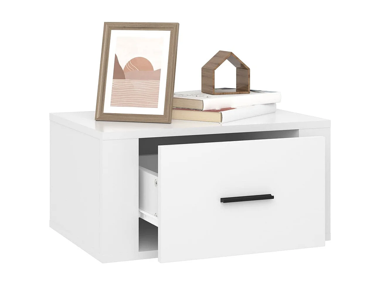 Mesitas de noche de pared 2 uds Blanco brillo 50x36x25 cm