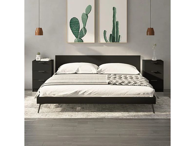 Comodini 2 pezzi neri 40x36x65 cm