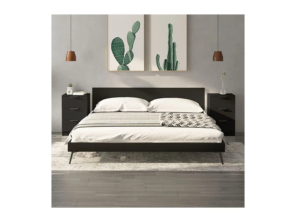 Comodini 2 pezzi neri 40x36x65 cm