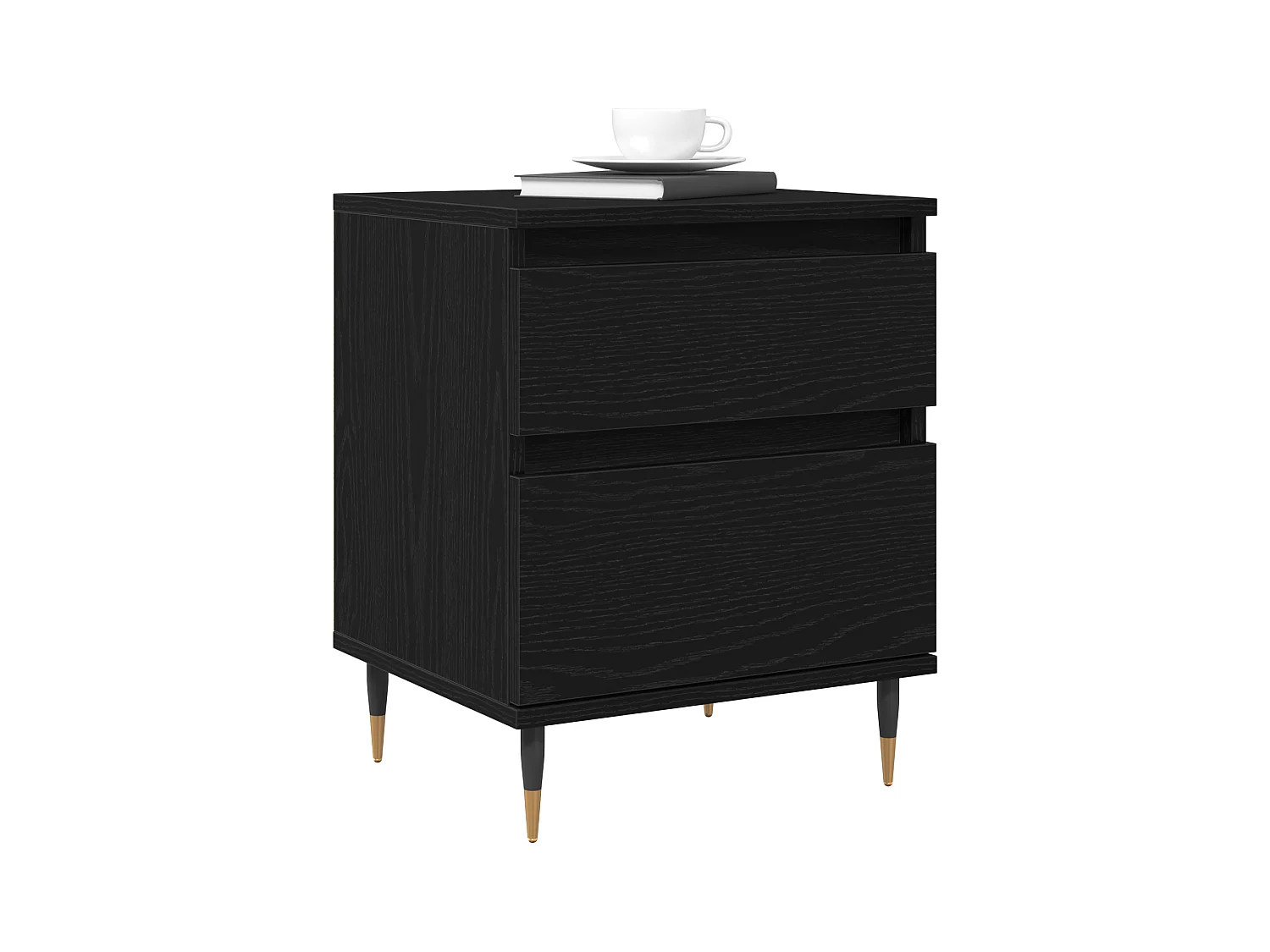 Comodino in rovere nero 40x35x50 cm in legno ingegnerizzato