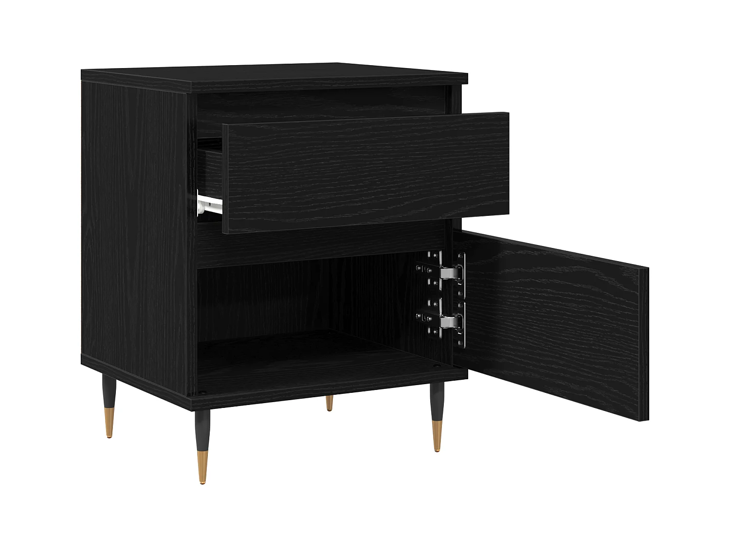 Comodino in rovere nero 40x35x50 cm in legno ingegnerizzato