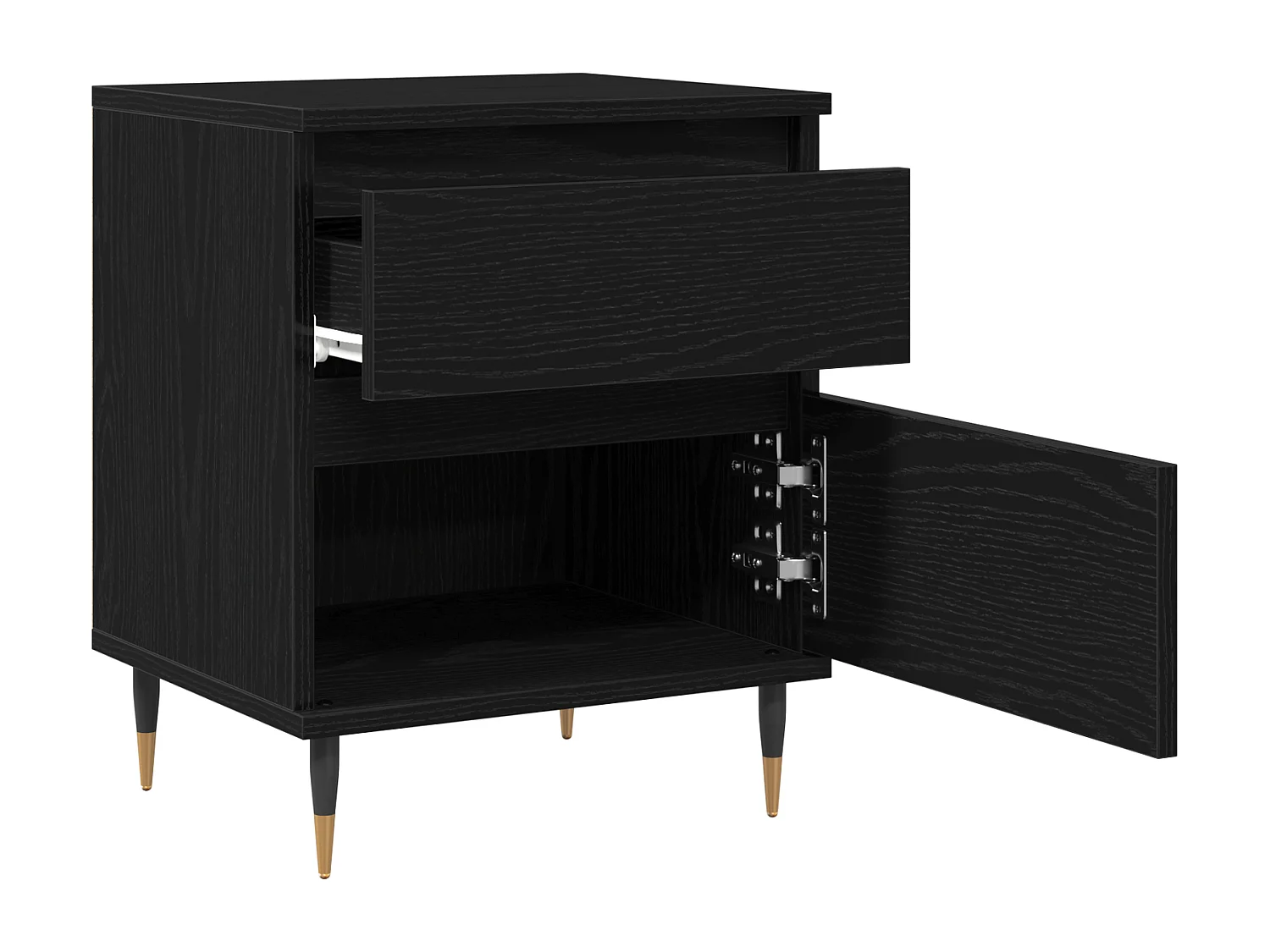 Table de chevet Noir Chêne 40x35x50 cm Bois d'ingénierie