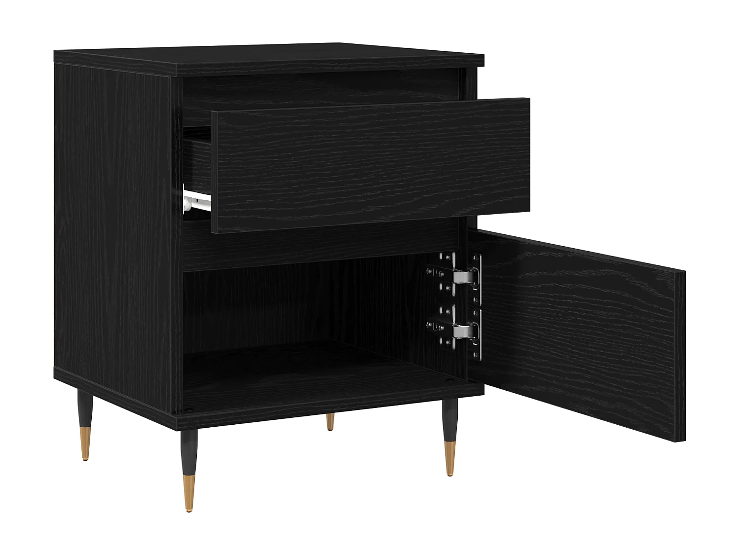 Table de chevet Noir Chêne 40x35x50 cm Bois d'ingénierie