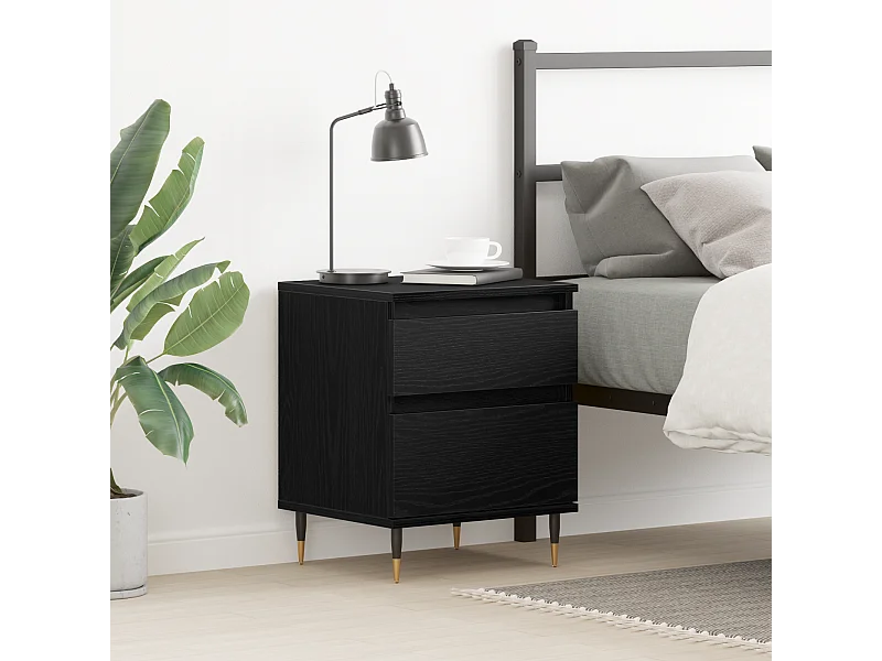 Nachttisch aus schwarzer Eiche, 40 x 35 x 50 cm, Holzwerkstoff