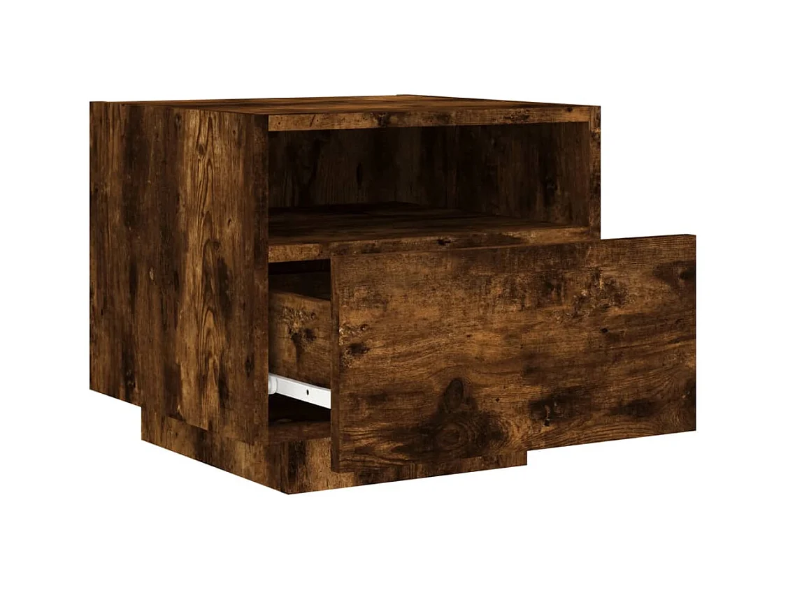 Table de chevet avec lumières LED chêne fumé 40x39x37 cm