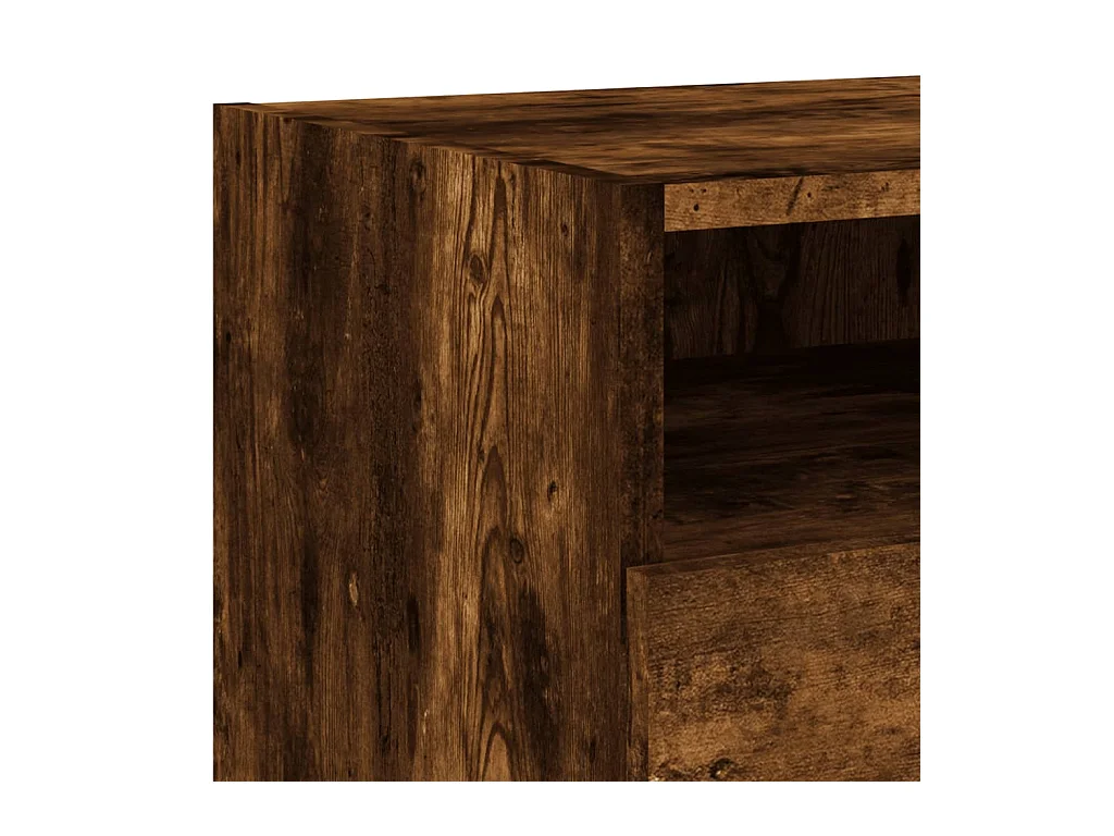 Table de chevet avec lumières LED chêne fumé 40x39x37 cm