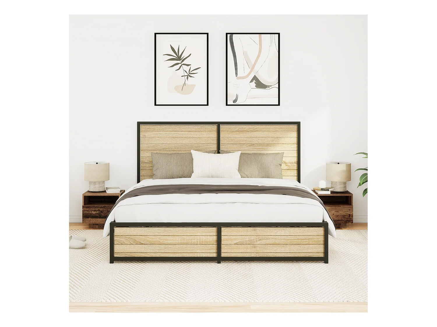 Nachtkastje met LED-verlichting 2 stuks Antiek hout 40x39x37 cm