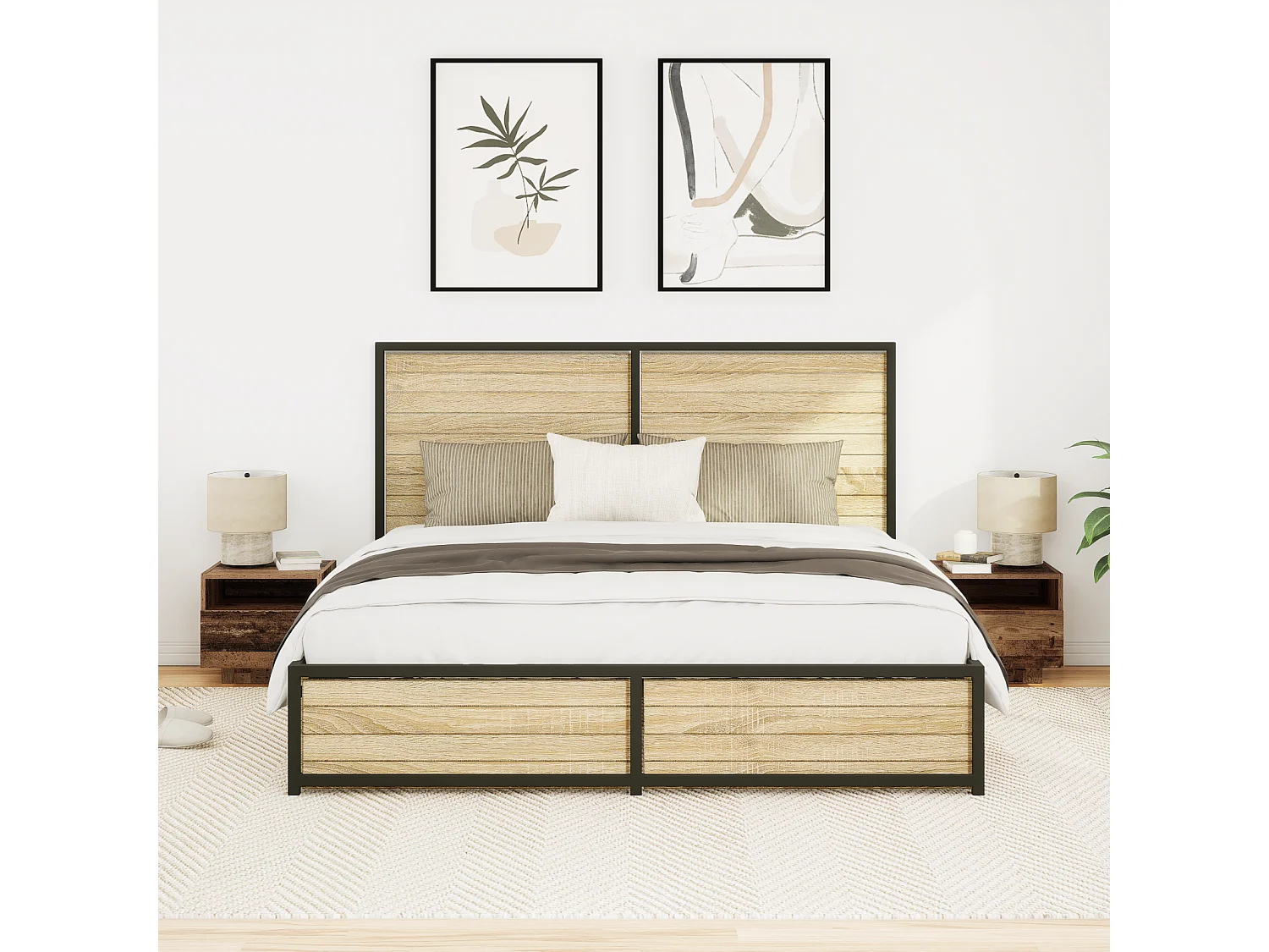 Nachtkastje met LED-verlichting 2 stuks Antiek hout 40x39x37 cm