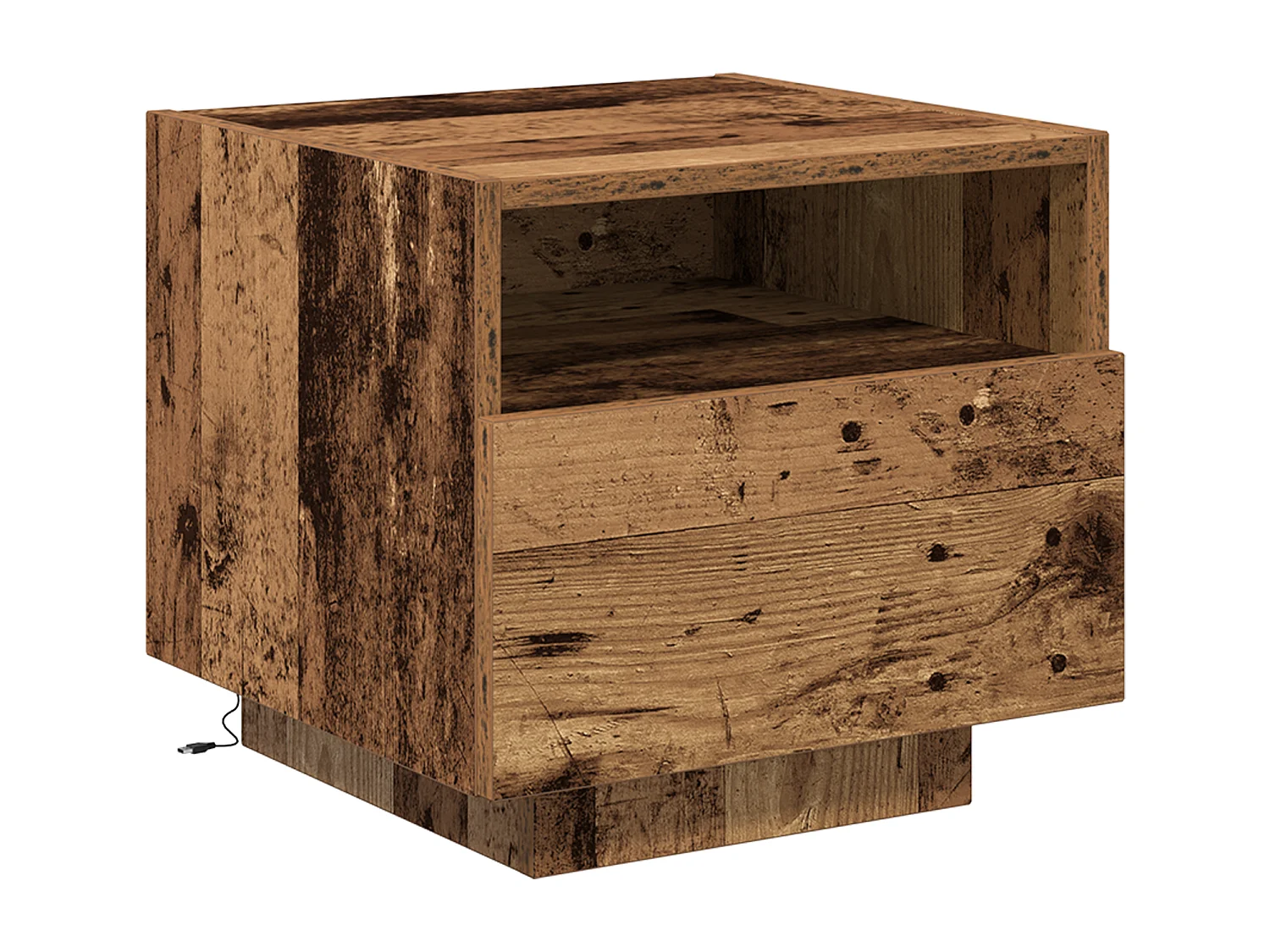 Nachtkastje met LED-verlichting 2 stuks Antiek hout 40x39x37 cm
