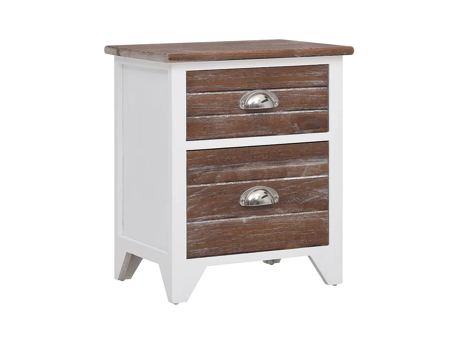 Nachtkastje 2-delig met 2 lades Bruin en wit