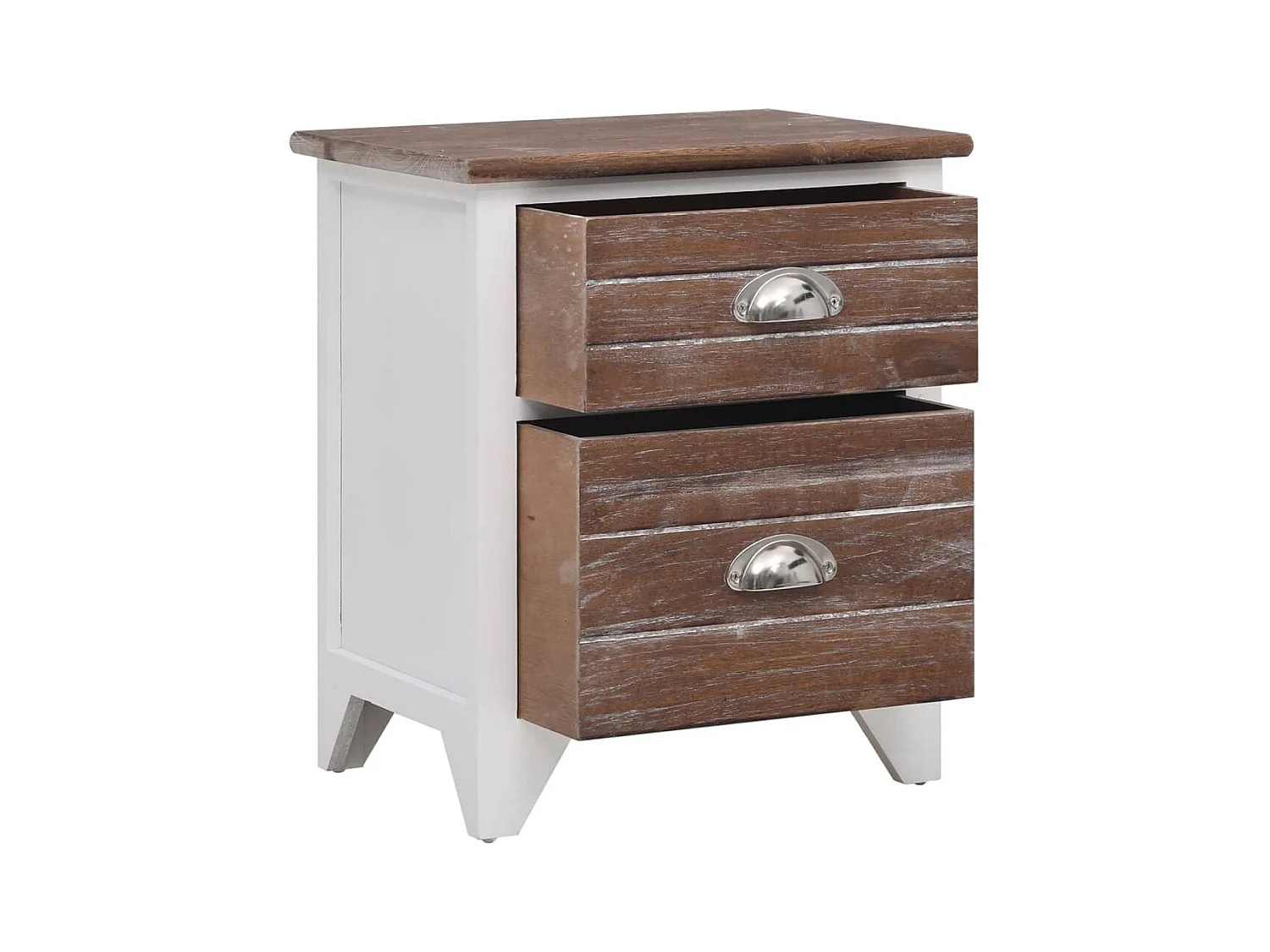 Nachtkastje 2-delig met 2 lades Bruin en wit