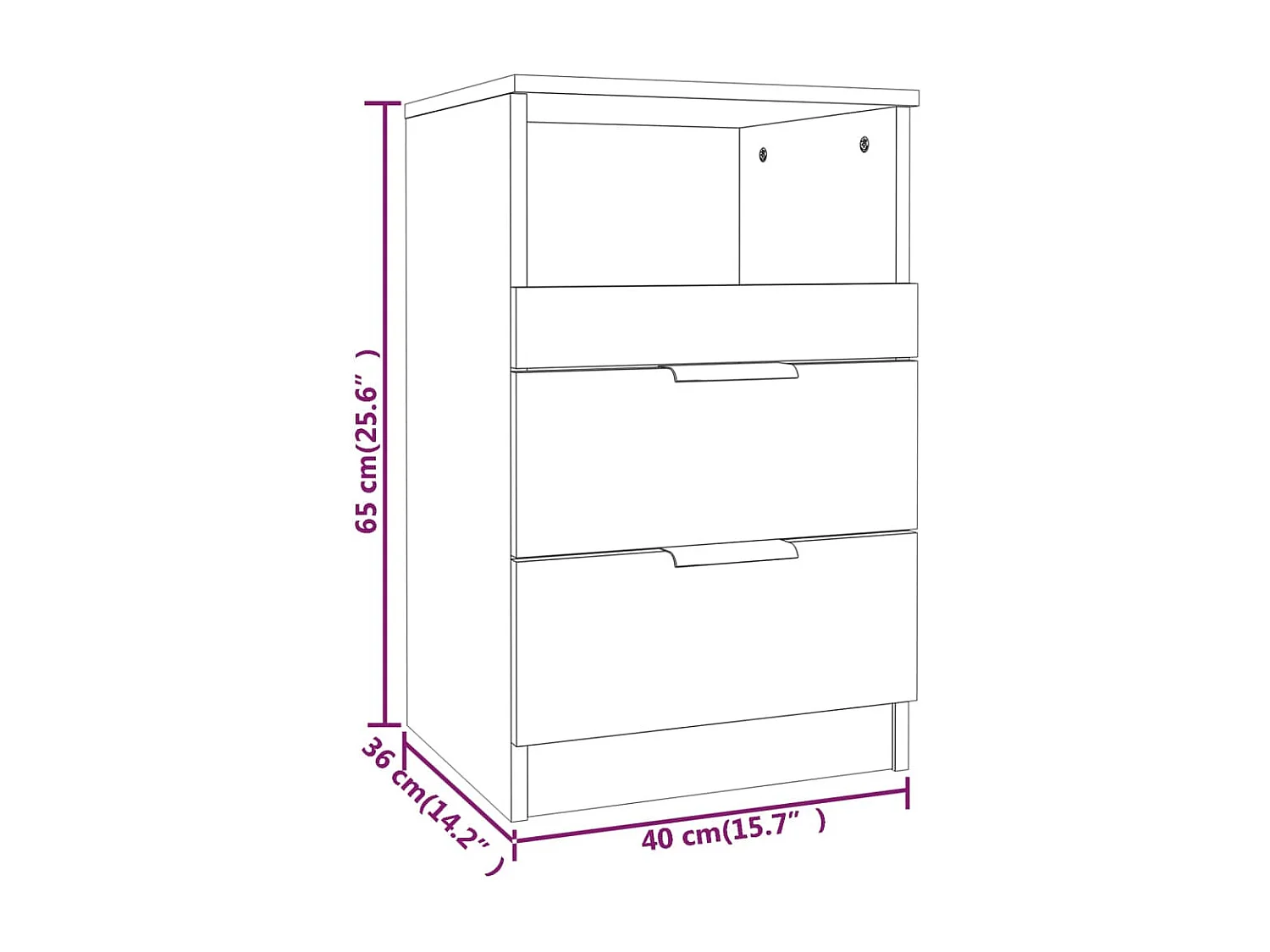 Mesita de noche de madera de ingeniería blanca